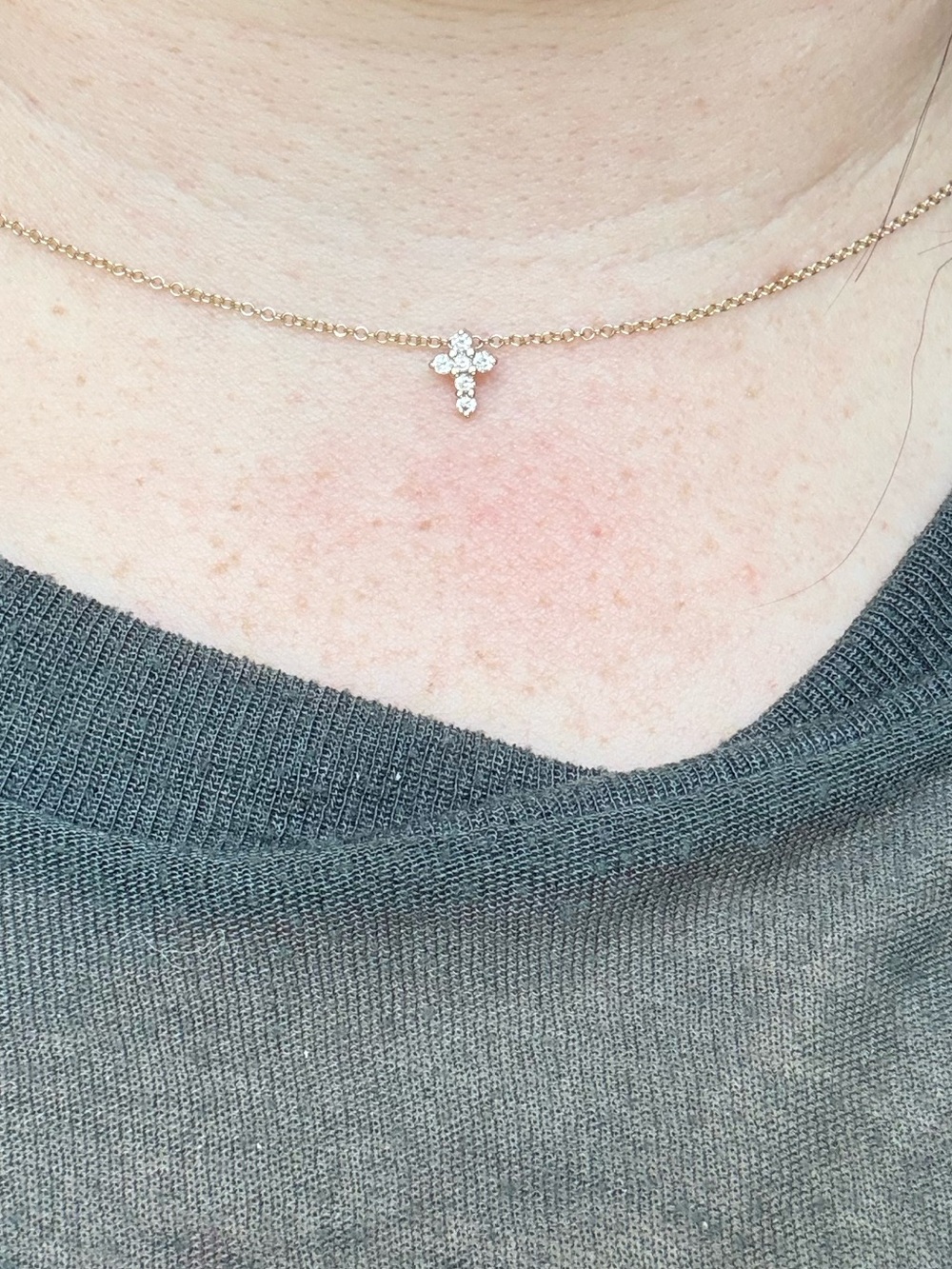 Gabriel & Co. 14K Yellow Gold Diamond Cross Necklace - Picture 5 of 8
